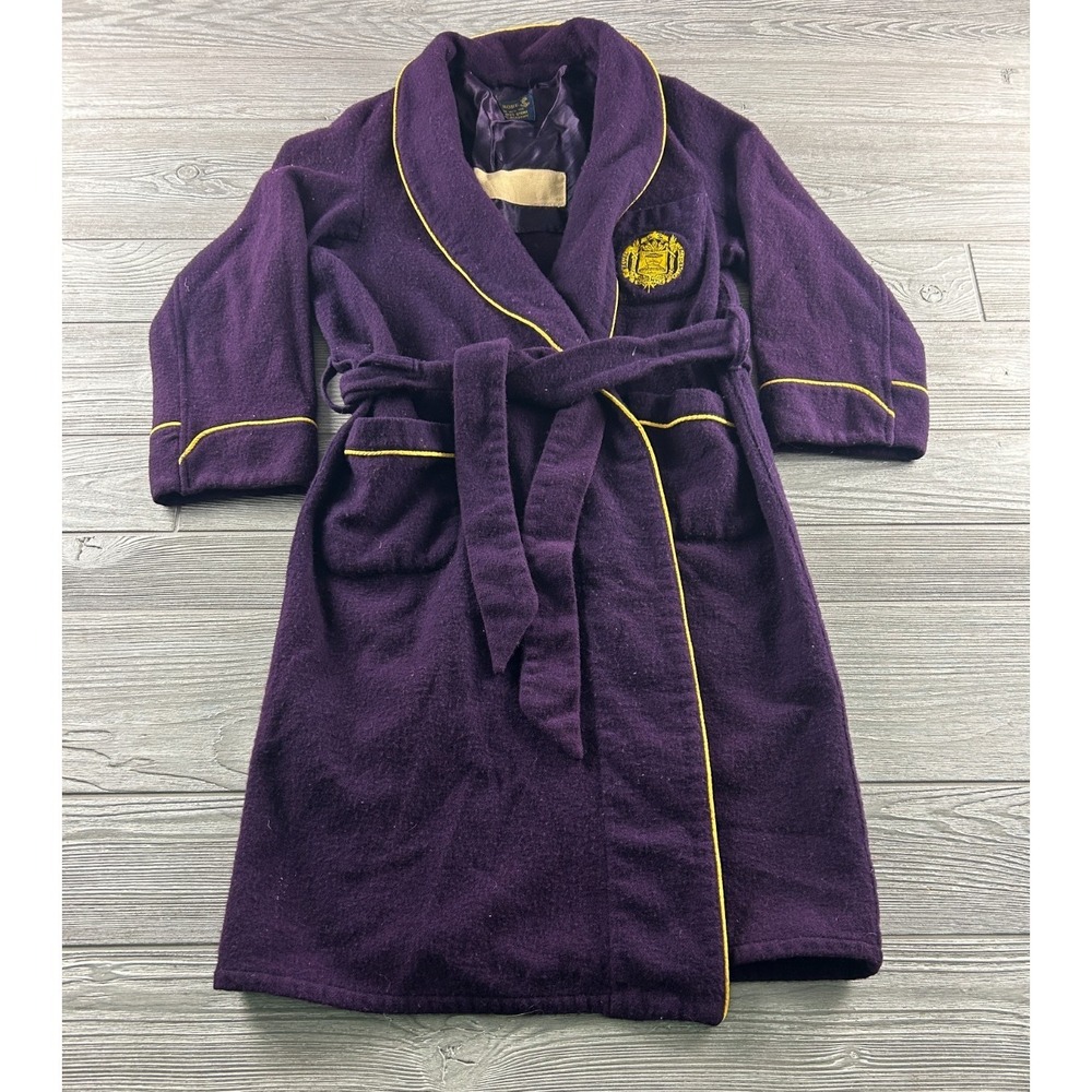Vintage US Naval Academy "B" Robe Mens Small Purple Wool Navy